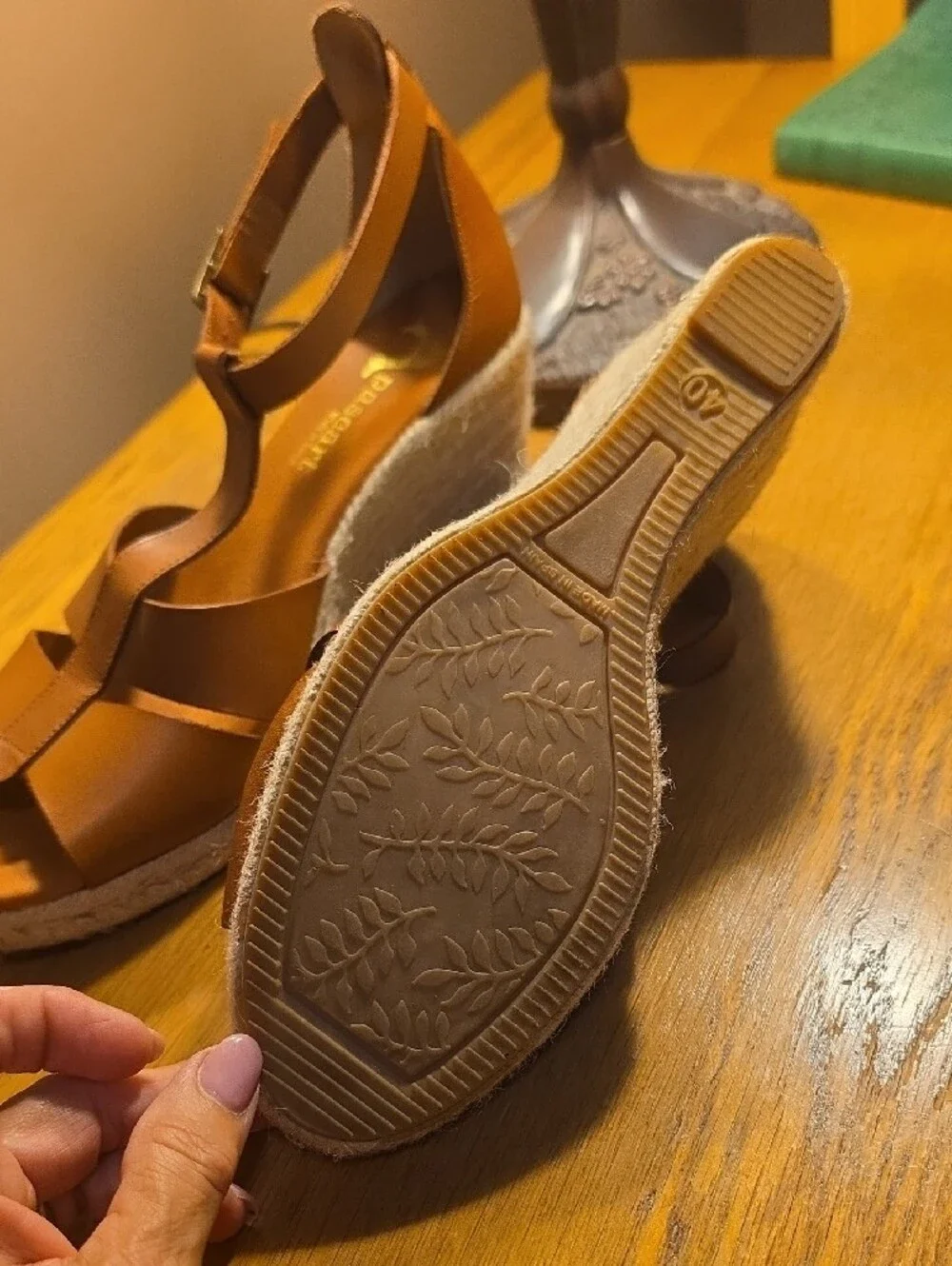 Paseart Suede Leather Esparille Wedge Shoes Made In Spain Size 40  (7.5 uS)